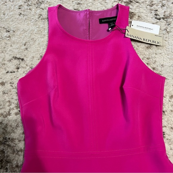 NWT Banana Republic Bright Pink Racerback Sleeveless Midi Dress size 0 Petite - Picture 10 of 14